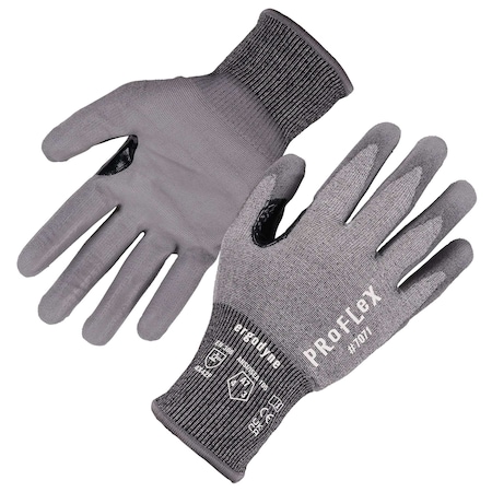 ANSI A7 PU Coated CR Gloves, Gray, Size M, PR