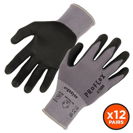 Nitrile-Coated Gloves Microfoam Palm 12-Pair, Gray, Size XXL