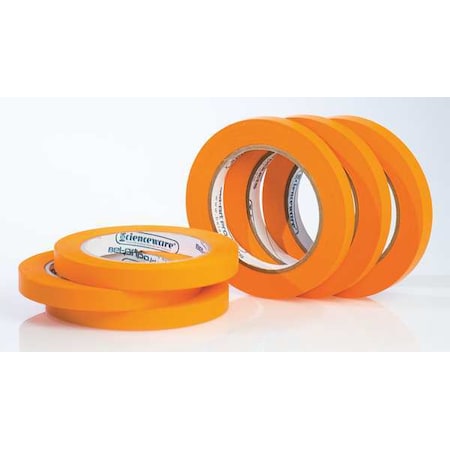 Masking Tape, 1/2 in W x 40 yd L, 6.3 mil Thick, Orange, Rubber Adhesive, 6 PK