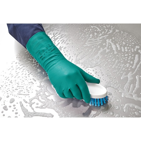 AlphaTec(R) 37-300 Chemical Resistant Gloves, Nitrile, 310 mm L, 0.2 mm, Green, 10, 1 PR