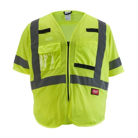 Class 3 High Visibility Yellow Mesh Safety Vest - 2X-Large/3X-Large