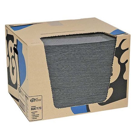 Sorbent Pad, 18 gal, 16 in x 20 in, Universal, Gray, Polypropylene