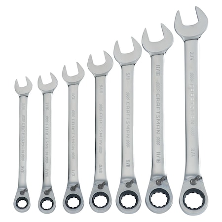 Wrenches, 7-pc SAE Reversible Ratcheting
