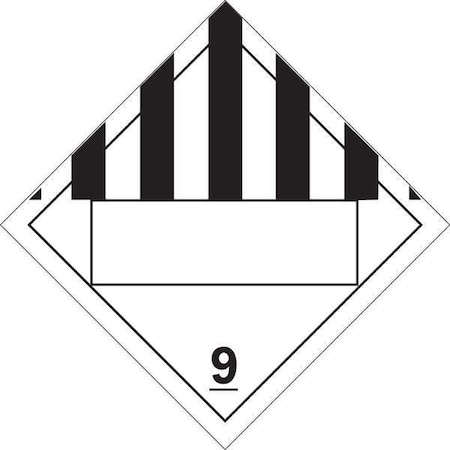 DOT Container Placard, 9, B-946 Pressure Sensitive Vinyl, 10-3/4" W x 10-3/4" H