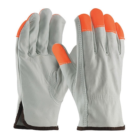 Leather Drivers Gloves, Cowhide, Shirred Slip-On, Keystone Thumb, Gunn Cut, Gray, L 12 PK