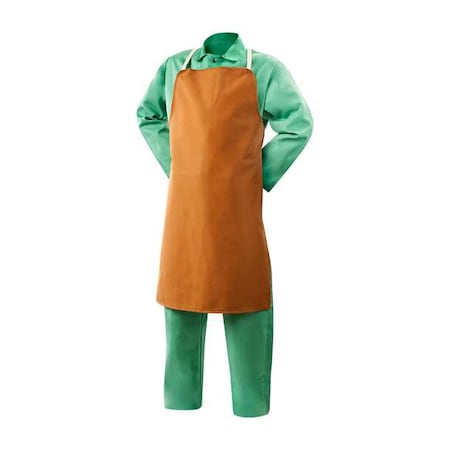 Flame Resistant Cotton Bib Apron, Cotton, 12 oz, 36 in Length, Brown, Universal