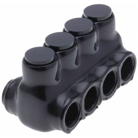 Wire Connector, 4 Port, Black, Plastisol Insulation