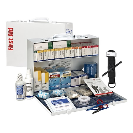 First Aid Kit and Housing, Metal Cabinet, 457 Components, 75 People Served