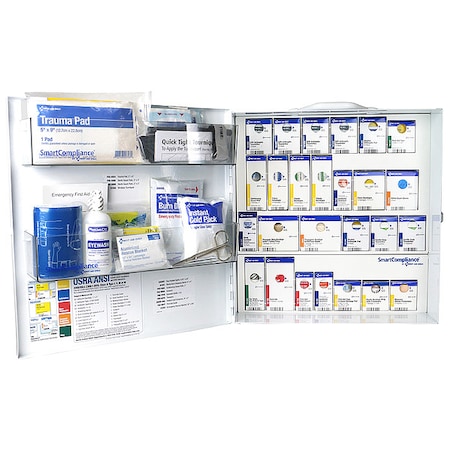 First Aid Kit and Housing, Metal Cabinet, 344 Components, 100 People Served