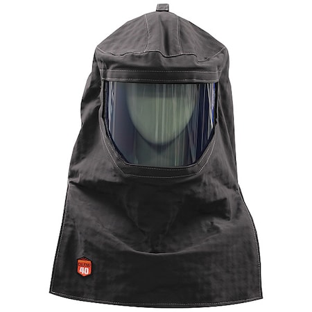 Arc Flash Lift Front Hood, 4 PPE CAT, 40 cal/sq cm, Polycarbonate Window, Charcoal Grey, Universal