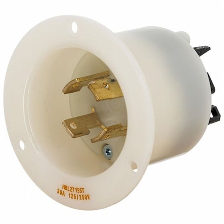 Locking Receptacle, 30 A, 125/250V AC, Single Phase, 3 Pole, Flush Mount, Spring Clamp Terminals