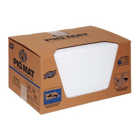 Sorbent Pad, 17 gal, 15 in x 20 in, Oil, White, 100 PK