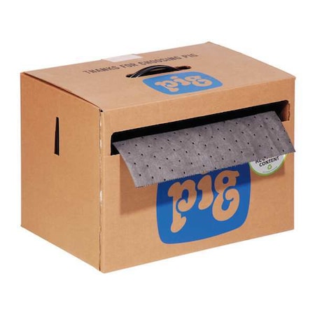 Sorbent Roll, 9 gal, 15 in x 75 ft, Universal, Gray, Polypropylene