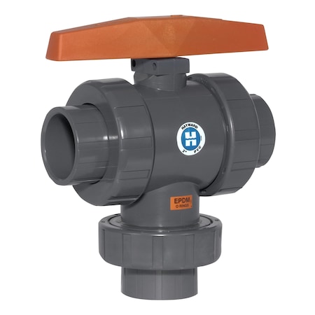 Manual 3-Way Ball Valve,1 1/2",PVC