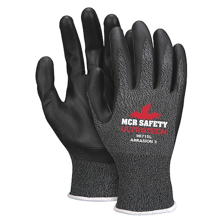 Knit Gloves, Nylon, Sandy Palm, Knit, Black/Gray/White, S, 12 PK