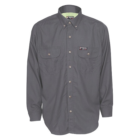 Men's Flame-Resistant Collared Shirt, 8.9 cal/sq cm, L, Inherent Blend and Treated Cotton