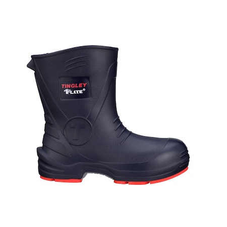 Unisex Flite Mid Rubber Boots, Steel Toe, 10 in Height, Navy Blue/Red, M5/W7