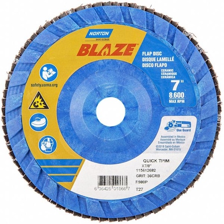 Flap Disc,Ceramic,Type 27,7" dia