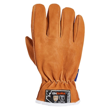 Leather Drivers Gloves, Shirred Slip-On Cuff, Keystone Thumb, Tan, S, 1 PR
