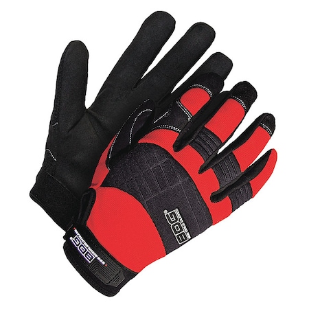 X-Site Mechanics Gloves, Synthetic Leather Palm, Spandex Back, XL, Black/Red