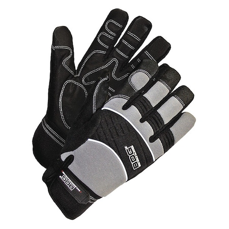 Mechanics Gloves,Black/Gray,Slip-On,L
