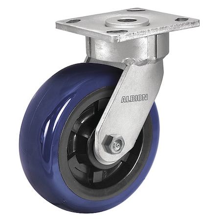 8" X 2" Non-Marking Polyurethane Premium Swivel Caster, No Brake, Loads Up To 1200 lb