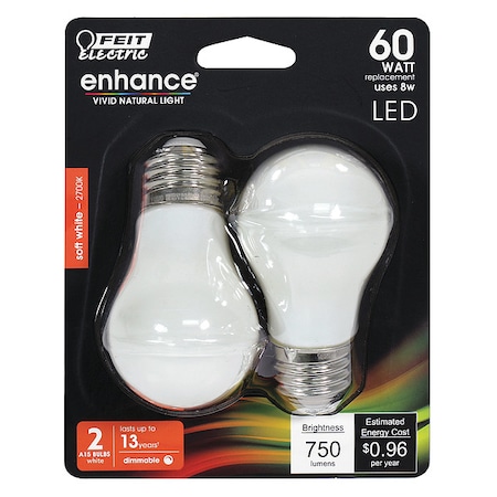 LED,8 W,A15,Medium Screw (E26),PK2