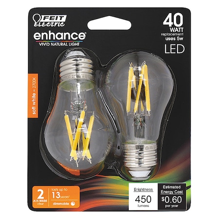 LED,5 W,A15,Medium Screw (E26),PK2