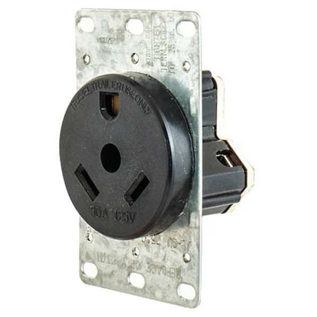 Straight Blade Receptacle, TT-30R, 30 A, 125V AC, 2 Pole, 3 Wire, Flush Mount, Grounded