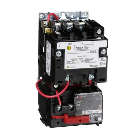 NEMA Magnetic Motor Starter, Non-Reversing, No Auxiliary Contacts, 120V AC, 3 P, Screw Clamp