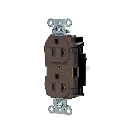 Duplex Straight Blade Receptacle, 5-20R, 20 A, 125V AC, 2 Pole, 3 Wire, Surface Mount, Grounded