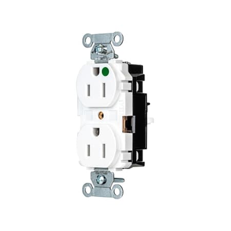 Straight Blade Receptacle, 5-15R, 15 A, 125V AC, 2 Pole, 3 Wire, Surface Mount, Grounded