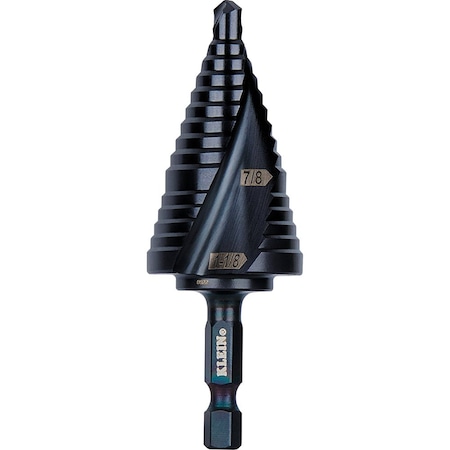 Step Drill Bit,Flute,7/8 to 1-1/8-Inch