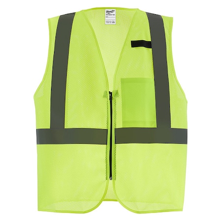 Class 2 High Visibility Yellow Mesh One Pocket Safety Vest - 4X/5X (CSA)