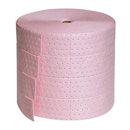 Sorbent Roll, 19 gal, 15 in x 150 ft, Universal, Pink, Polypropylene