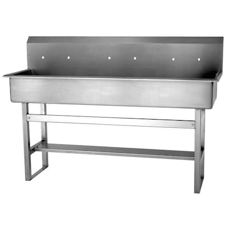 Floor Mount, 6 Hole, Not Applicable, Silver, Wash Station