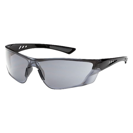 Recon, Safety Glasses, Anti-Fog & Anti-Scratch, Gray Lens, Black Frame, Half-Frame, 1 PR