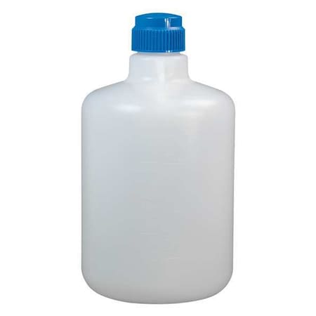 Carboy, 20 L Capacity - mL, 5 gal Capacity - oz, Screw On Closure, polypropylene, White, 21 in H