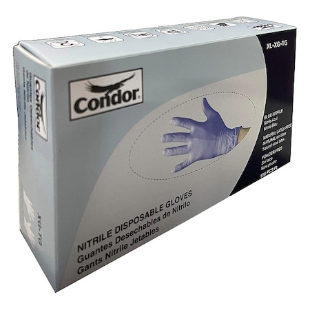 Disposable Gloves, Food-Grade/Gen Purpose, 4 mil, Nitrile, Powder-Free, XL, 100 PK, Blue