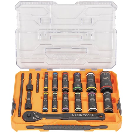 KNECT Flip-24 Deep-Well, Heavy-Duty Impact Socket Set, SAE and Metric