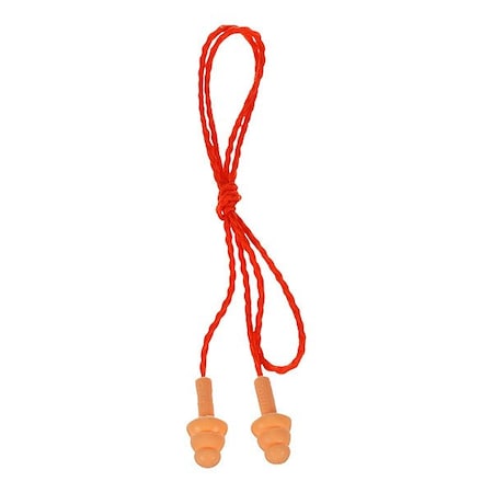 E-A-R UltraFit Reusable Silicone Earplugs, Flanged Shape, 25 dB, Orange, 50 PK