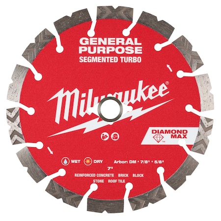 7" DIAMOND MAX Segmented Turbo, General Purpose Diamond Blade