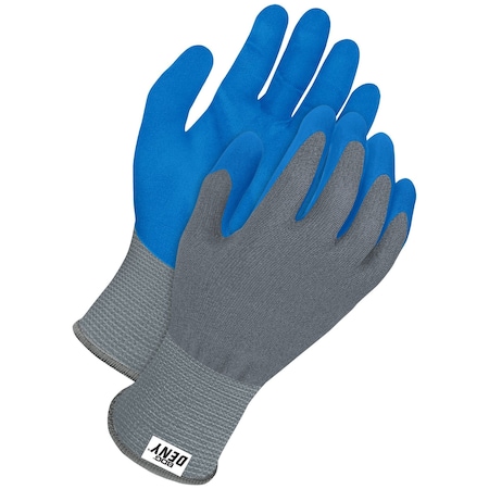 Coated Gloves, Nitrile, Textured, Palm, Blue/Gray, M 1 PR