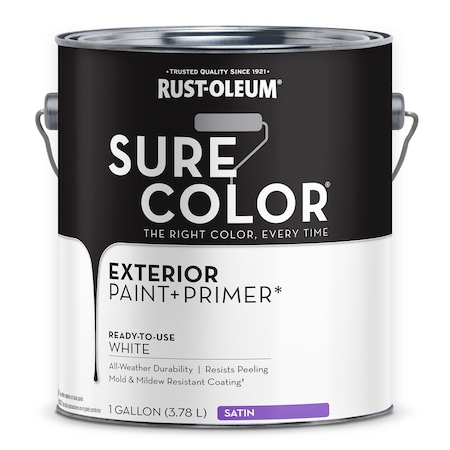 Exterior Paint and Primer, Satin, Water Base, White