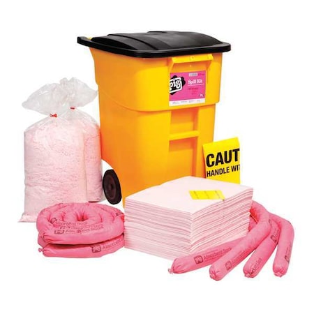 Spill Kit, 34 gal Volume Absorbed per Kit, 50 gal Capacity, Can, Black/Yellow, 91