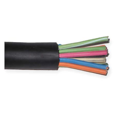 Portable Cord, SOOW, 18 AWG, 10 C, Black, Rubber, Stranded, 600V, Indoor/Outdoor, 100 ft