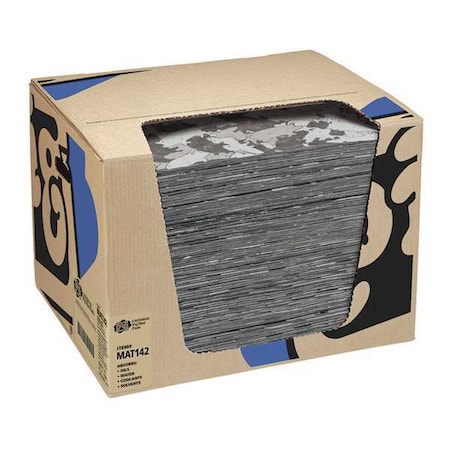 Sorbent Pad, 26 gal, 16 in x 20 in, Universal, Gray, Polypropylene