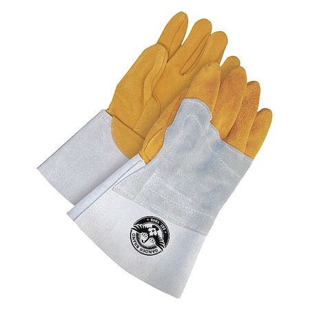 Gander Brand Welding Gloves, Gauntlet Cuff, Straight Thumb, Premium Deerskin, XL, 1 PR