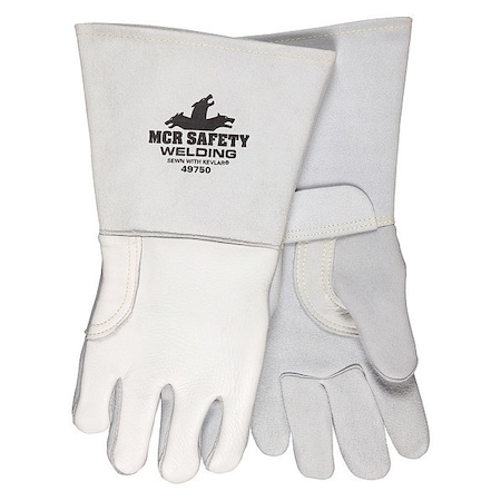49750 Welding Leather Glove, Gauntlet Cuff, Straight Thumb, Premium Elkskin, XL, 12 PK
