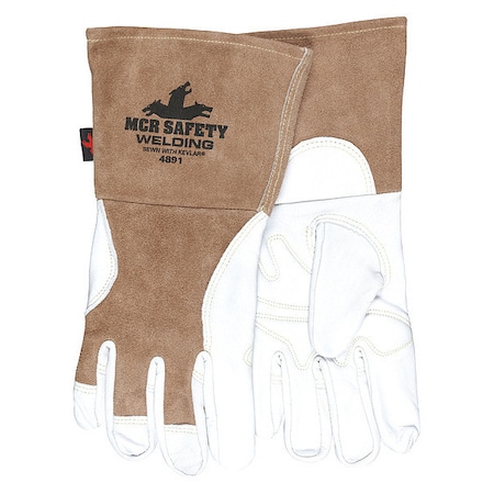 4891 Welding Leather Glove, Gauntlet Cuff, Wing Thumb, Premium Goatskin, XL, 1 PR